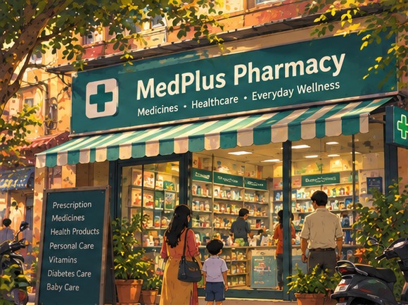 The dispensing counter — every prescription double-checked before it's handed over.