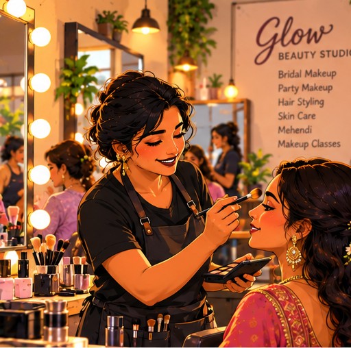 A bridal makeup session in progress
