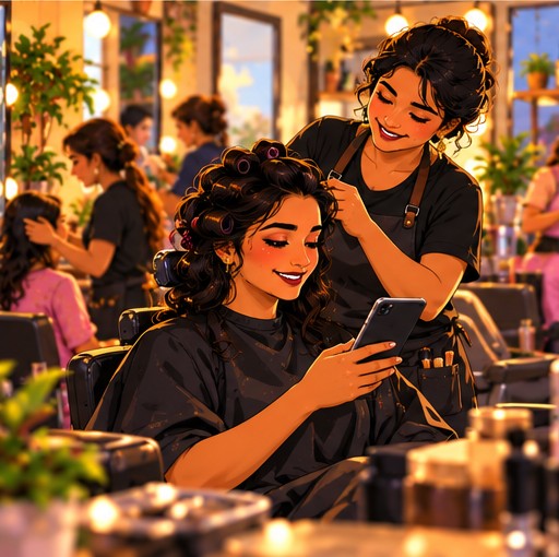 Hair styling before an event