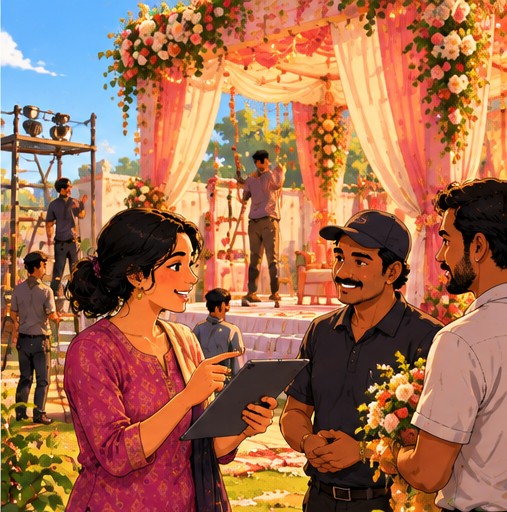Walking the venue with the decor team