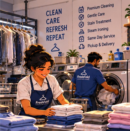 Folding a fresh batch of laundry