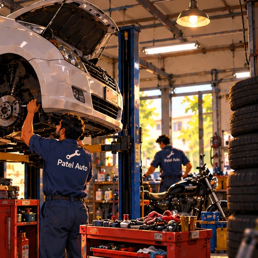 A brake job in progress on the lift