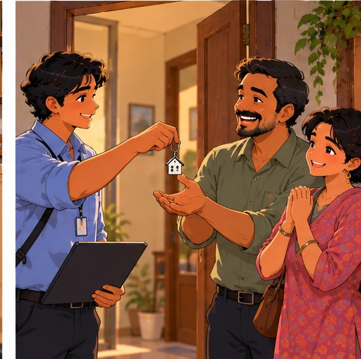 Handing over the keys on closing day